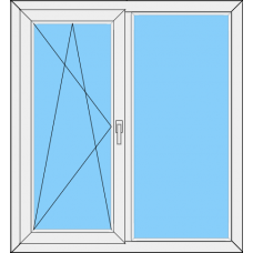 Fenster REHAU SYNEGO MD Zweiteilig dreh-kipp Links -Festverglasung Rahmen