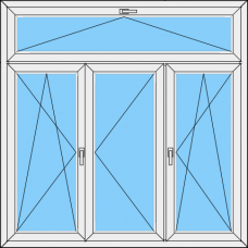Fenster REHAU SYNEGO MD Dreiteilig dreh-kipp Links- Stulp -drehe kipp Rechts mit OL Kipp
