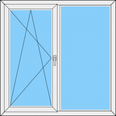 Fenster REHAU ED70 Zweiteilig dreh-kipp Links -Festverglasung Rahmen