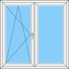 Fenster REHAU ED70 Zweiteilig dreh-kipp Links -Festverglasung Flügel