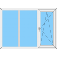 Fenster REHAU SYNEGO MD Dreiteilig  -Festverglasung Rahmen-DKR