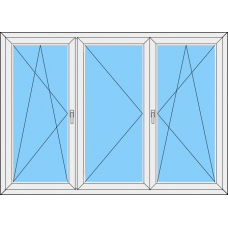 Fenster REHAU ED70 Dreiteilig DKL-Stulp Links-DKR