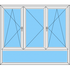 Fenster REHAU ED70 Dreiteilig DKL-Stulp Links-DKR mit UL Fest