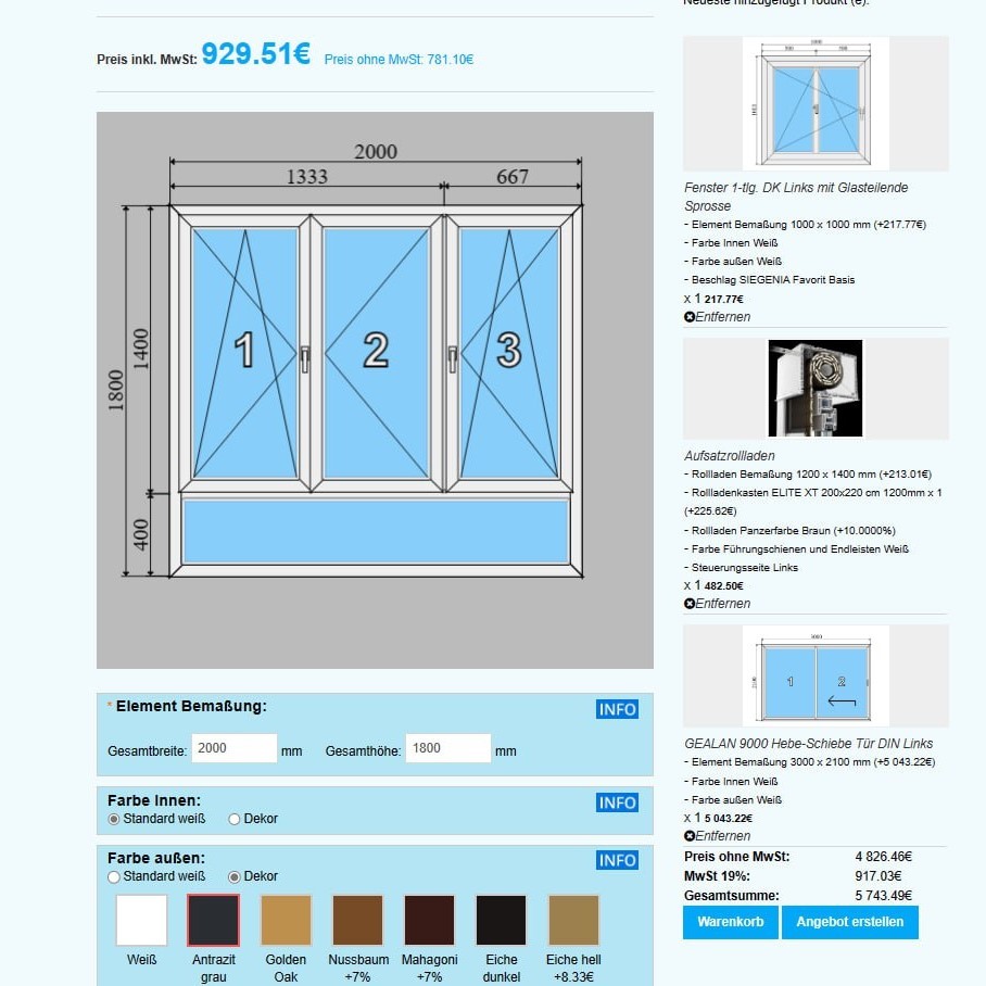 Fenster Angebot ONLINE